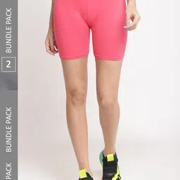 GRACIT Women Pack of 2 Skinny Fit Cycling Sports Shorts-picture-48