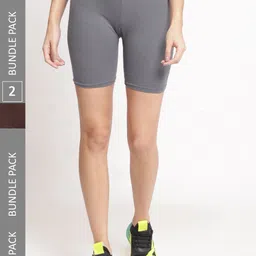 GRACIT Women Pack of 2 Skinny Fit Cycling Sports Shorts-picture-49