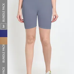 Jinfo Women Pack of 3 Cotton Sports Shorts-picture-46