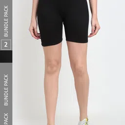 Jinfo Pack Of 2 Mid-Rise Above Knee Cycling Sports Shorts-picture-27