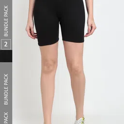 Jinfo Pack Of 2 Mid-Rise Above Knee Cycling Sports Shorts-picture-57