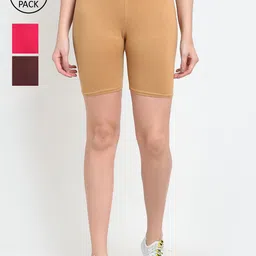 GRACIT Pack Of 3 Women Pink Cycling Sports Shorts-image-93