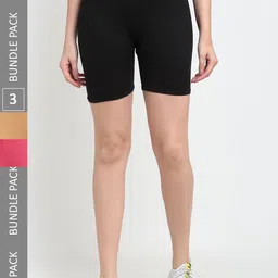 Jinfo Women Pack Of 3 Cotton Cycling Sports Shorts-picture-4