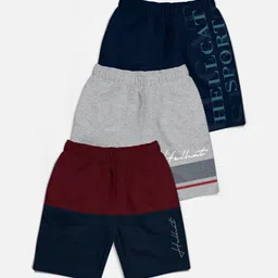 HELLCAT Boys Pack Of 2 Colourblocked Cotton Shorts-10