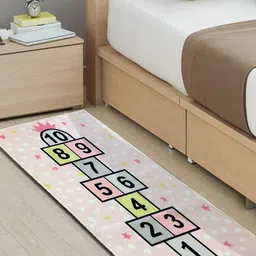 URBAN SPACE Pink & Green Abstract Printed Anti-Skid Carpet-40
