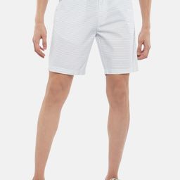 BYFORD by Pantaloons Men White Striped Cotton Slim Fit Shorts-image-133