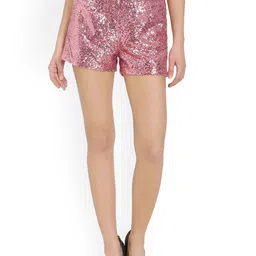 Ashtag Women Sequinned Embellished Slim Fit Shorts-picture-29