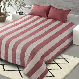 Saral Home Maroon & Grey Striped 160 TC King Bedsheet with 2 Pillow Covers-image-27