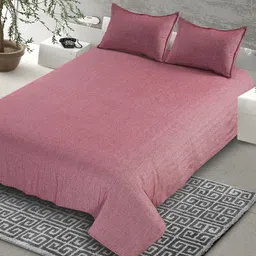 Saral Home Maroon 160 TC King Bedsheet with 2 Pillow Covers-image-67