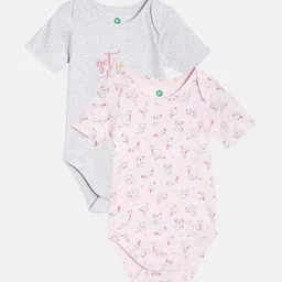 YK Organic Infant Girls Pack Of 2 Printed Organic Cotton Bodysuits-image-44