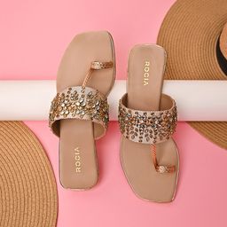 Rocia Embellished Ethnic One Toe Flats-21