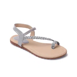 Picktoes Women Grey Woven Design One Toe Flats-picture-43