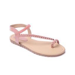 Picktoes Women Pink Woven Design One Toe Flats-image-19