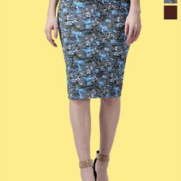 Popwings Pack of 2 Floral Printed Pencil Knee Length Skirts-image-90