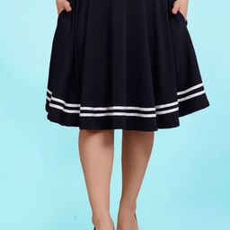 BAESD  Double Stripe Flared Knee Length Skirts-image-102
