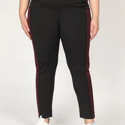 CHKOKKO Plus Women Black Solid Skinny-Fit Training Tights-image-47