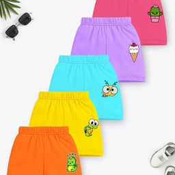 YK X Trampoline Girls Pack of 5 Graphic Printed Mid-Rise Cotton Shorts-picture-25