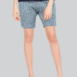 LYRA Floral Printed Mid Rise Cotton Shorts-image-4