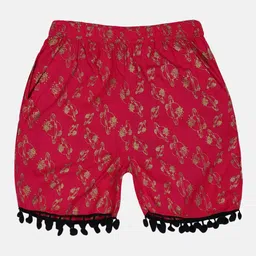 KiddoPanti Girls Printed Regular Fit Mid-Rise Shorts-image-34