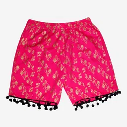 KiddoPanti Girls Pink Floral Printed Shorts-picture-48