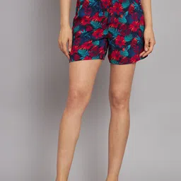 NoBarr Women Floral Printed Mid-Rise Shorts-image-10