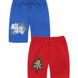 KiddoPanti Boys Pack of 2 Typography Printed Pure Cotton Regular Shorts-image-98