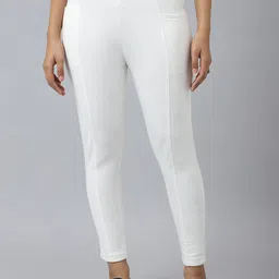 AURELIA Women White Solid Ankle Length Leggings-85