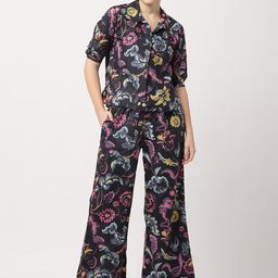 BLACK & BLAH BLAH Floral Printed Relaxed Fit Pure Cotton Shirt With Trousers-image-40