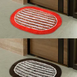 Kuber Industries Set Of 2 Striped Soft Cotton Doormats-30