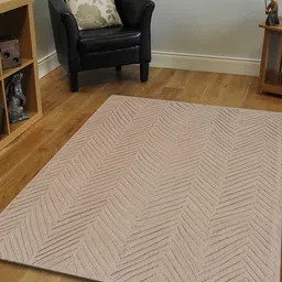 PRESTO Beige Abstract Printed Wool Hand Tufted Carpets-2