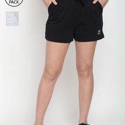 UnaOne Women Plus Size Grey Melange Yoga Sports Shorts-image-5