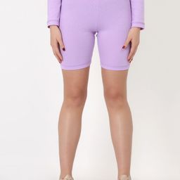 EVERDION Women Lavender Solid Skinny Fit Cotton Biker Shorts-picture-21