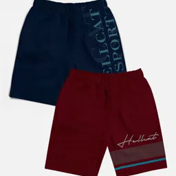 HELLCAT Pack of 2 Boys Trendy Typographic Printed Mid Rise Shorts-picture-24