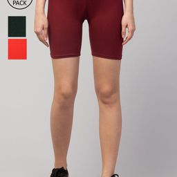 Apraa & Parma Women Pack Of 3 Slim Fit Cycling Sports Shorts-image-101
