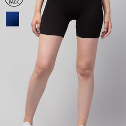 Apraa & Parma Women Pack of 2 Black Slim Fit Cycling Pure Cotton Shorts-image-17