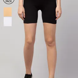 Apraa & Parma Women Pack Of 3 Slim Fit Cycling Sports Shorts-image-95