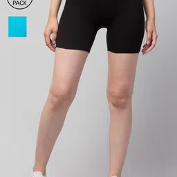Apraa & Parma Women Pack of 2 Black Slim Fit Cycling Pure Cotton Shorts-picture-22