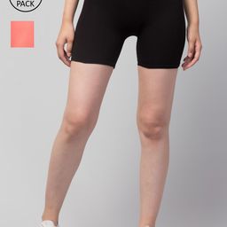 Apraa & Parma Women Pack of 2 Black Slim Fit Cycling Pure Cotton Shorts-image-74