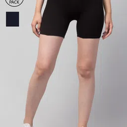 Apraa & Parma Women Pack of 2 Black Slim Fit Cycling Pure Cotton Shorts-picture-15