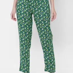 URBAN SCOTTISH Women Green & White Printed Lounge Pants-image-91