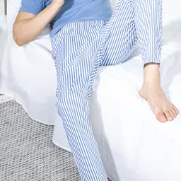 DaMENSCH Men Striped Stretch Cotton Tapered Woven Lounge Pants-picture-27