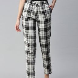 Bareblow Women Checked Mid-Rise Cotton Lounge Pants-image-125