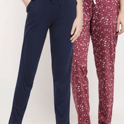 Kanvin Women Pack Of 2 Printed Pure Cotton Lounge Pants-image-79