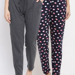 Kanvin Women Pack Of 2 Printed Pure Cotton Lounge Pants-picture-58