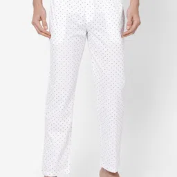 URBAN SCOTTISH Men White & Black Printed Pure Cotton Lounge Pants-image-67