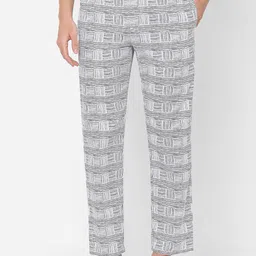 URBAN SCOTTISH Men White & Black Printed Pure Cotton Lounge Pants-image-38