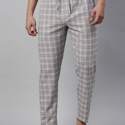 Joven Men Grey Checked Cotton Lounge Pant-picture-6