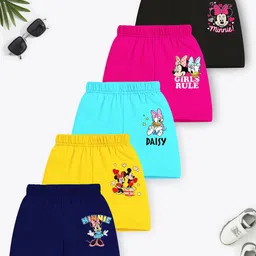 YK Disney Girls Pack Of 5 Printed Cotton Shorts-18