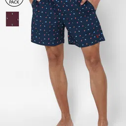 SIMON CARTER LONDON Pack of 2 Men Maroon Navy Blue Pure Cotton Printed Boxers-image-16