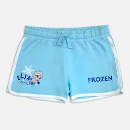 Kids Ville Girls Blue Typography Frozen Shorts-image-18